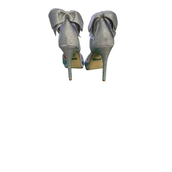 Lauren Lorraine Fling stiletto in silver/ satin with ankle strap - Picture 3 of 4